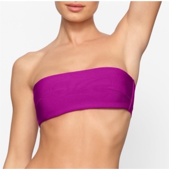 SKIMS KNIT SWIM BANDEAU BIKINI TOP NWT SW BND 0181 Lollipop removable straps - Picture 2 of 10